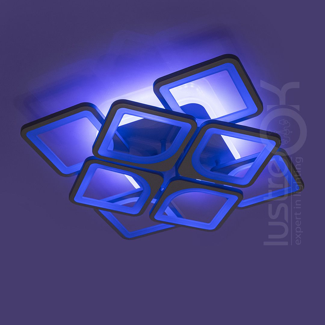 Біла світлодіодна Led люстра 130W з пультом димером та RGB-підсвіткою до 25м² (S8060/4+4WH LED 3color)