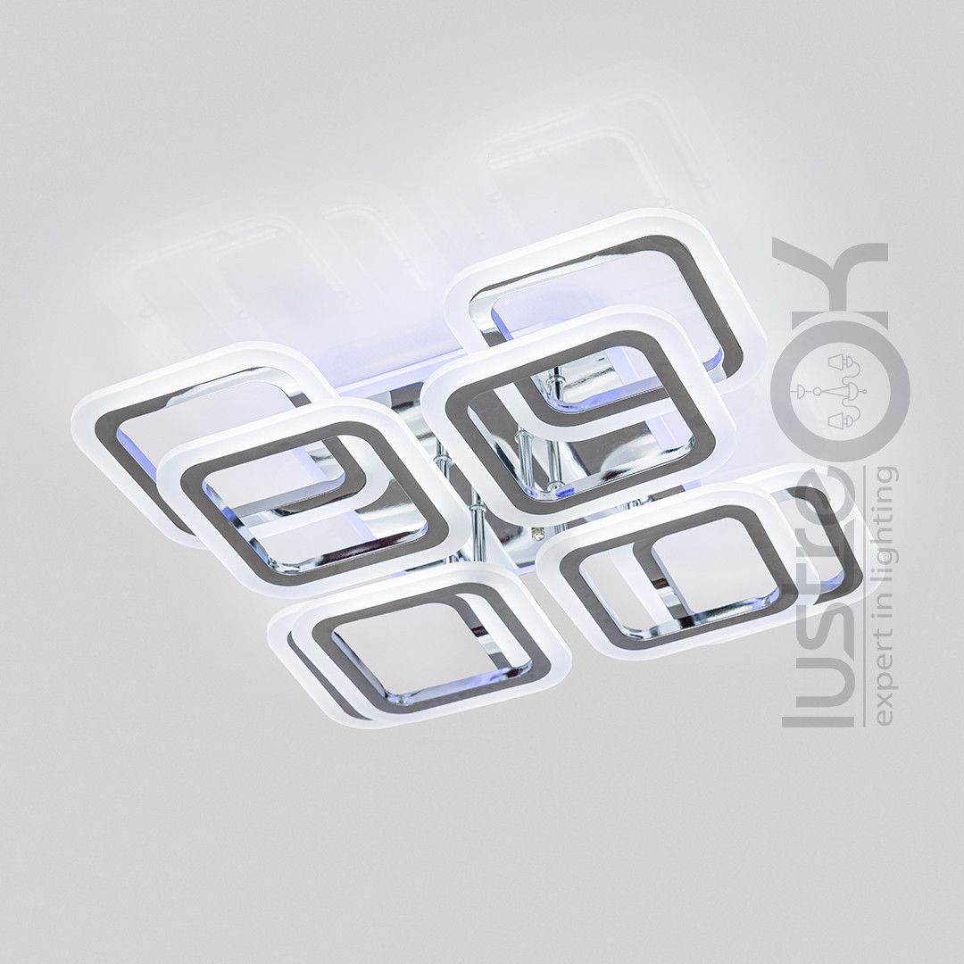 Led люстра на 25 м² квадратной формы с пультом управления (1143/4+4 HR)