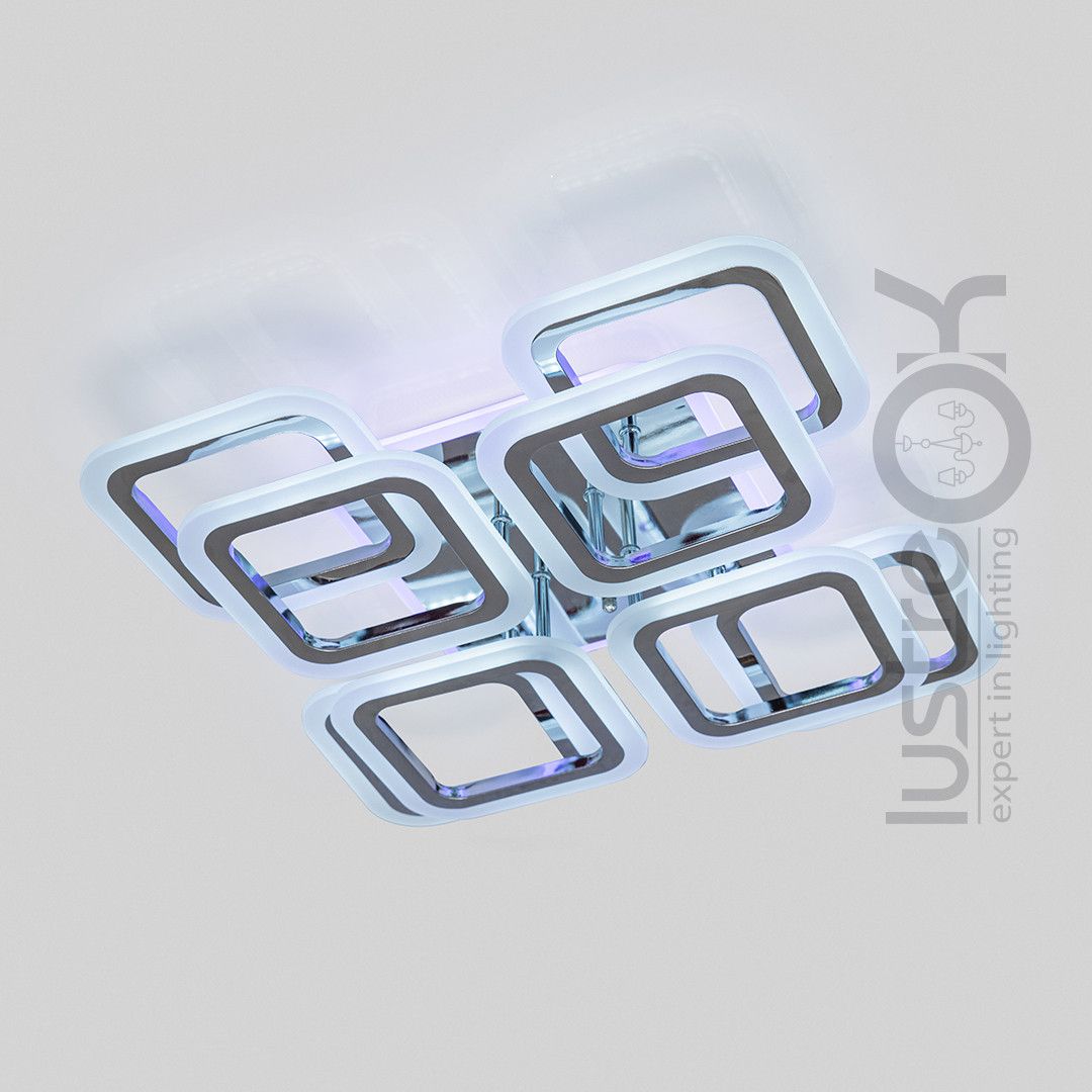 Led люстра на 25 м² квадратной формы с пультом управления (1143/4+4 HR)
