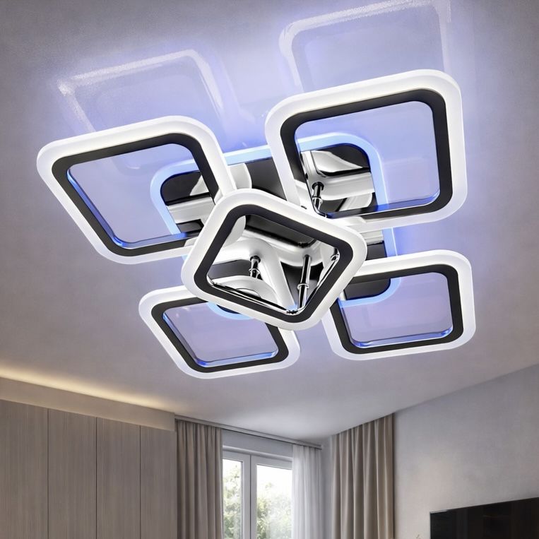 Led люстра 90Вт світлодіодна люстра до 18 м² з пультом керування (AS8060/4+1HR LED 3color) 