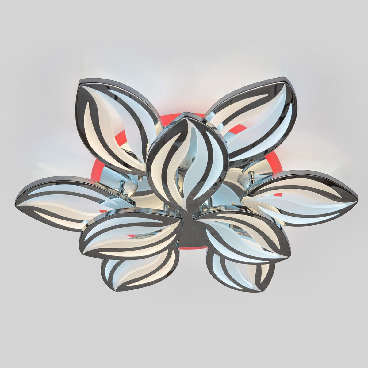 Срібна Led люстра до 30 м² з пультом 180 Вт для великої кімнати Crystal Petals (1141/6+3 HR)