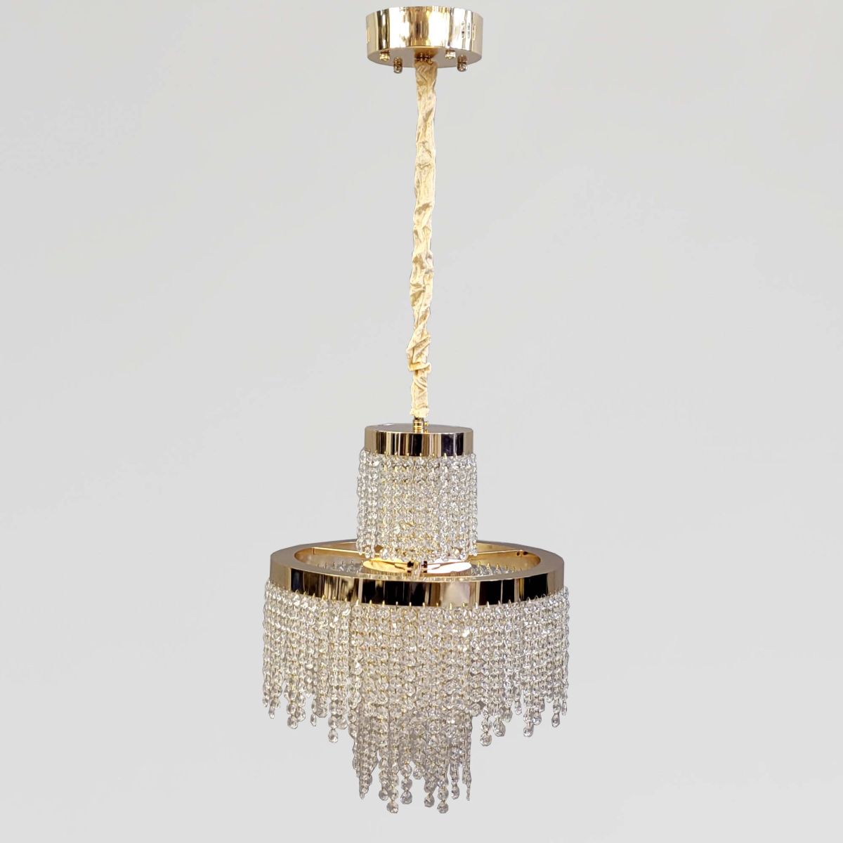 Кришталева Led люстра 40 см у золотому кольорі до 20м² (376/400GD)