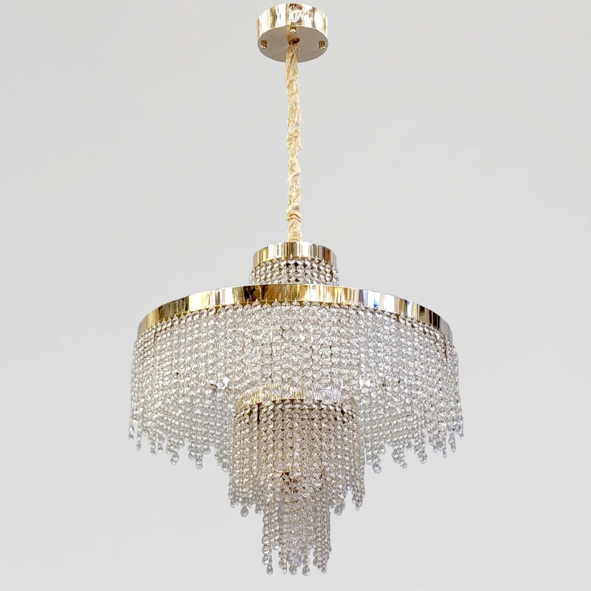 Кришталева Led люстра до 25м²  у золотому кольорі 60 см (376/600GD)