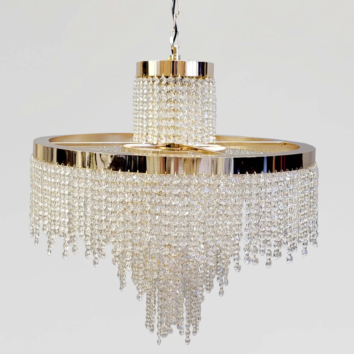 Кришталева Led люстра до 25м²  у золотому кольорі 60 см (376/600GD)