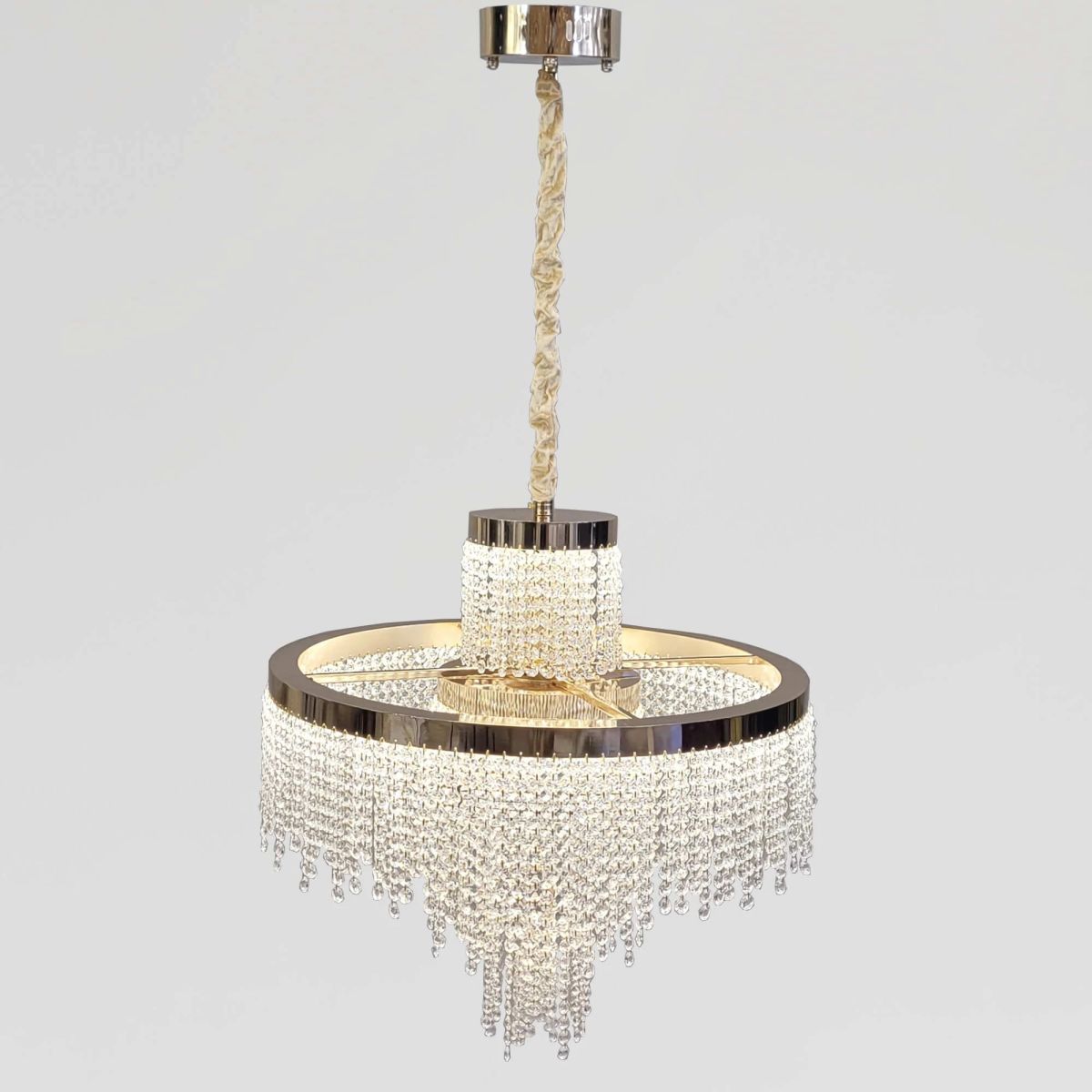 Кришталева Led люстра до 25м²  у золотому кольорі 60 см (376/600GD)