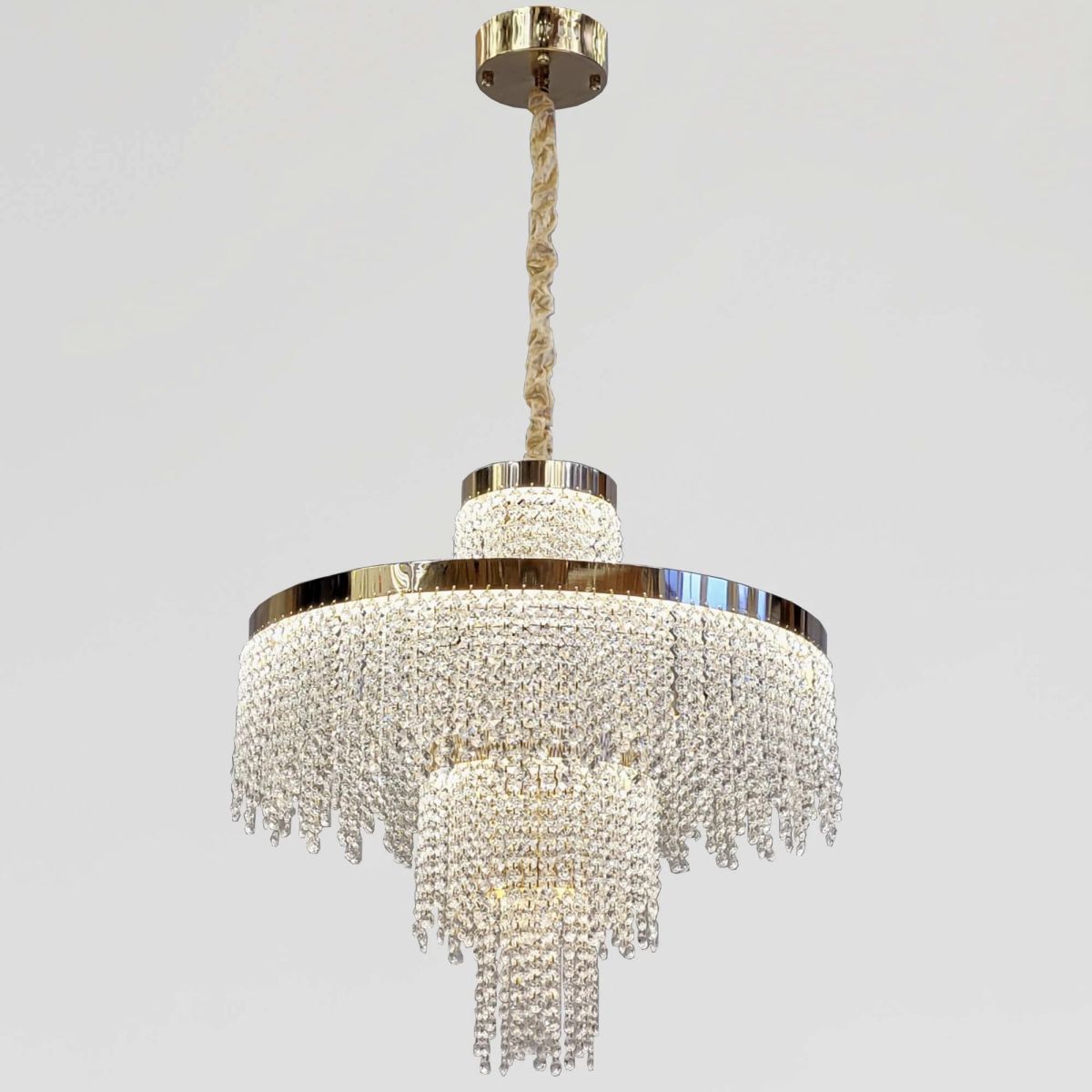 Кришталева Led люстра до 25м²  у золотому кольорі 60 см (376/600GD)