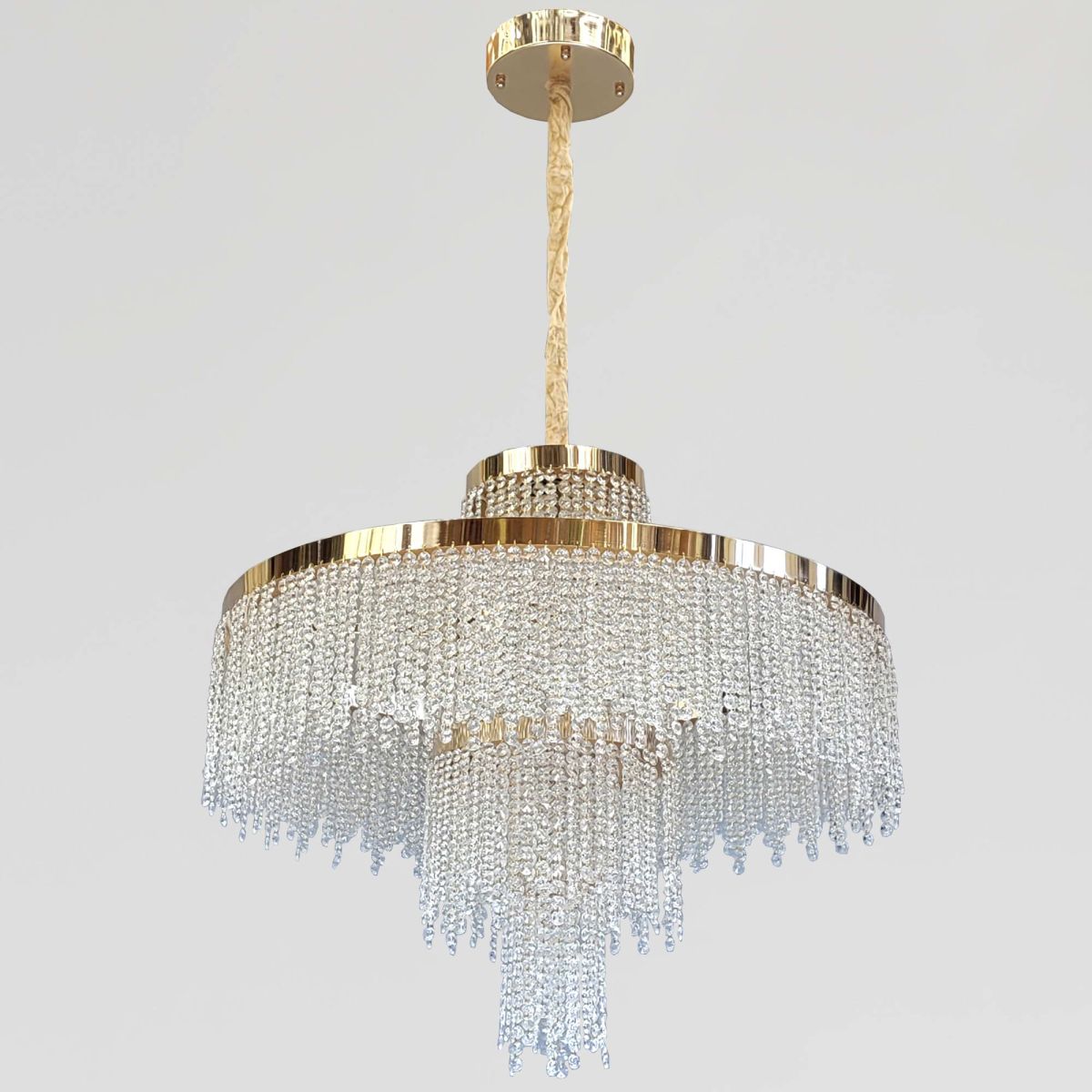 Кришталева Led люстра 181 Wt у золотому кольорі 80 см до 30м² (376/800GD)