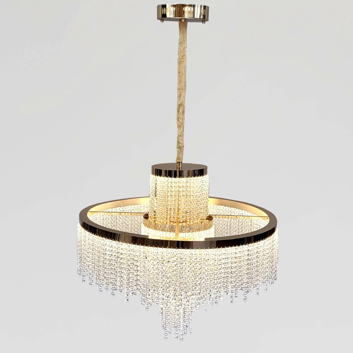 Кришталева Led люстра 181 Wt у золотому кольорі 80 см до 30м² (376/800GD)