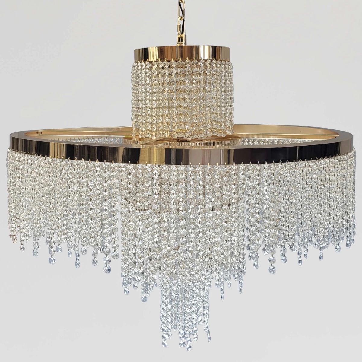 Кришталева Led люстра 181 Wt у золотому кольорі 80 см до 30м² (376/800GD)