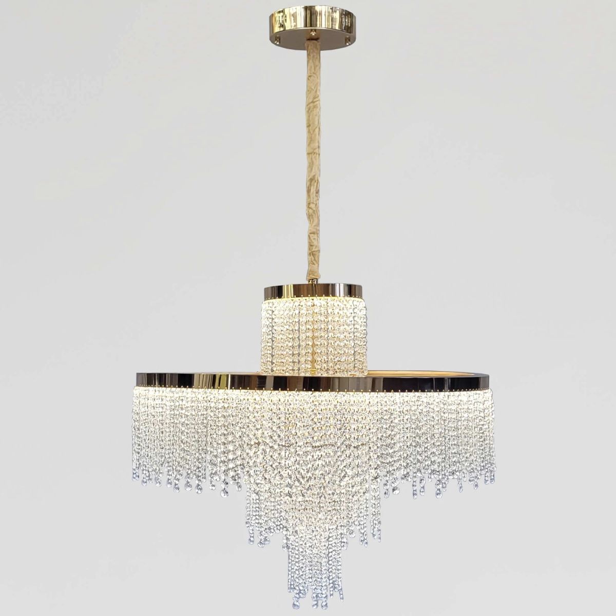 Кришталева Led люстра 181 Wt у золотому кольорі 80 см до 30м² (376/800GD)