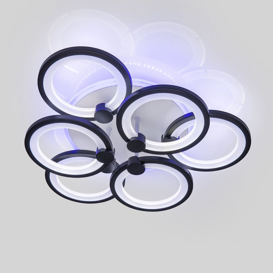 Світлодіодна LED люстра з пультом та підсвічуванням до 18 м² 115W 8022/3+3 Bk