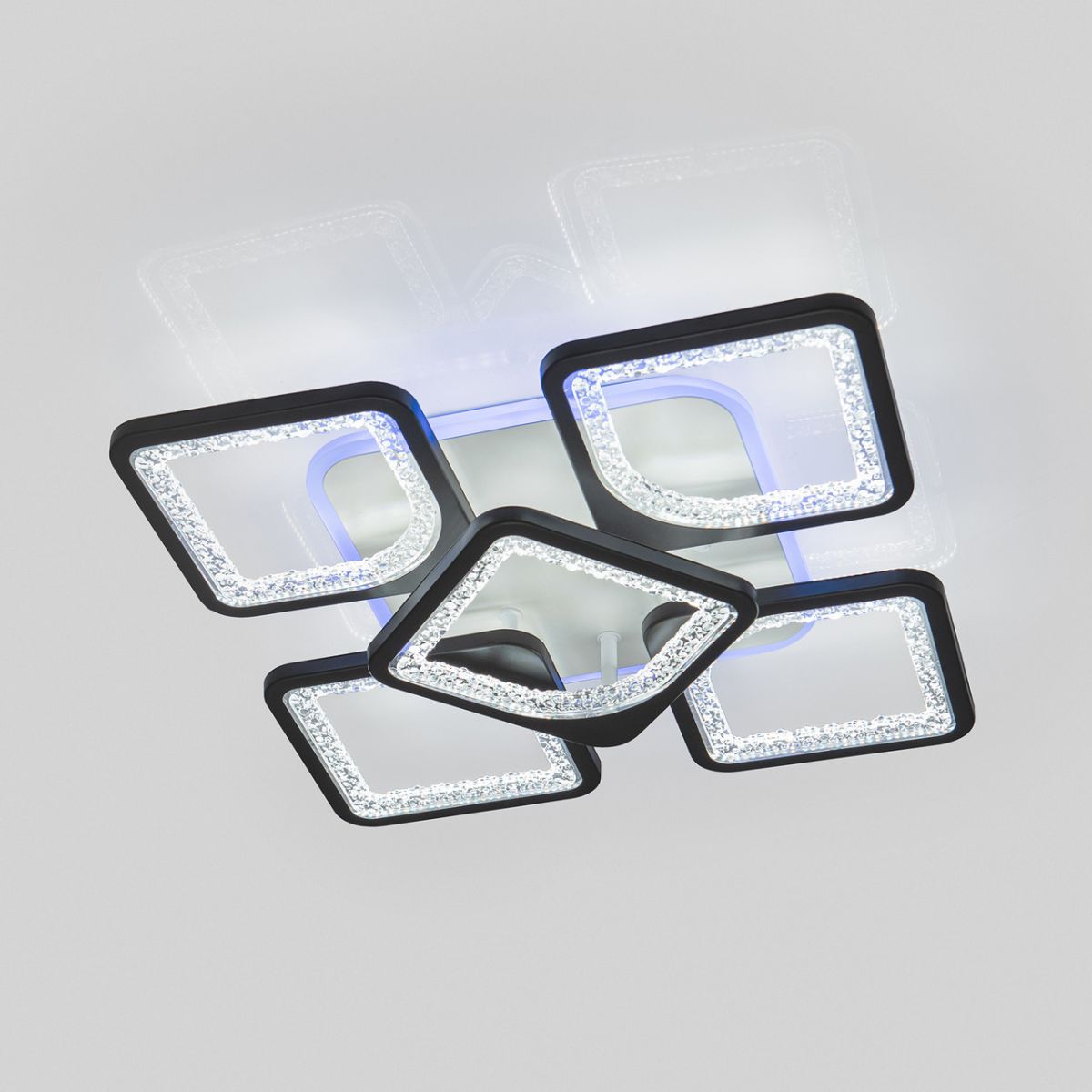 Світлодіодна LED люстра для натяжної стелі з пультом до 15 м² 80W MX2557/4+1S BK LED