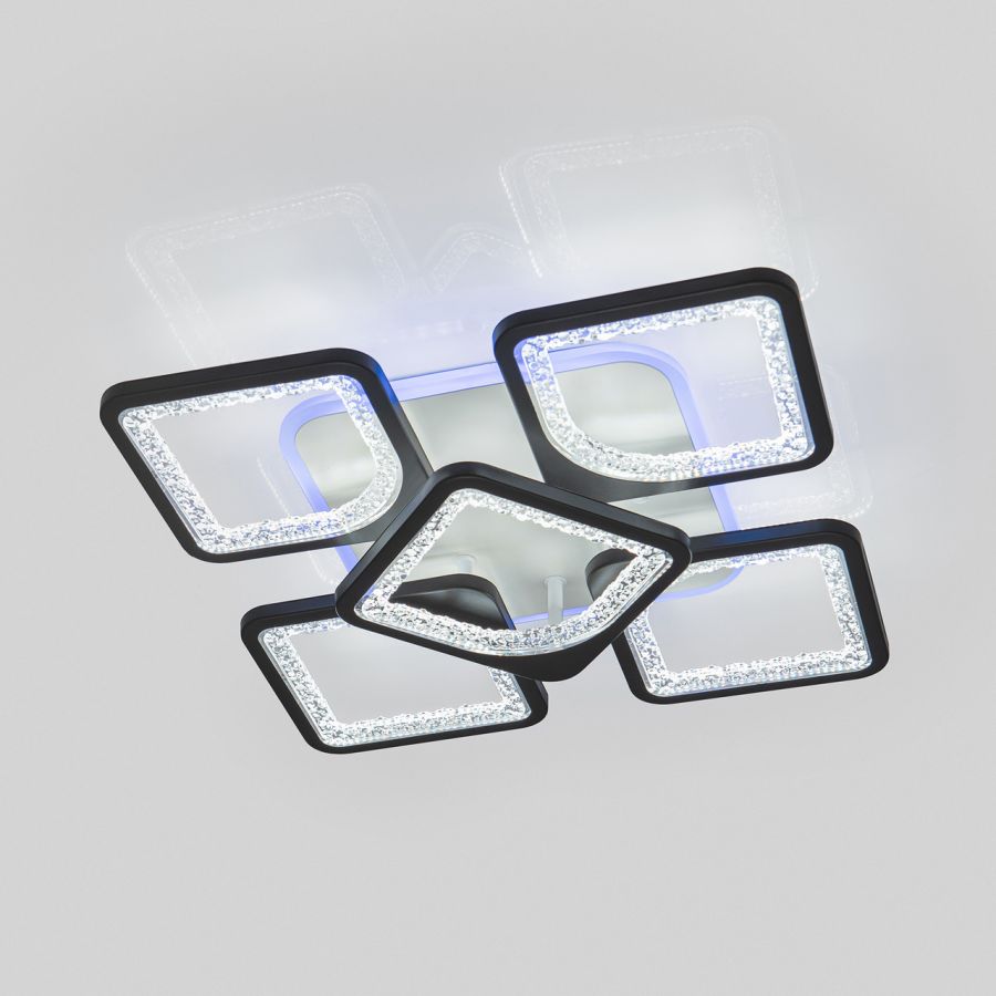 Світлодіодна LED люстра для натяжної стелі з пультом до 15 м² 80W MX2557/4+1S BK LED