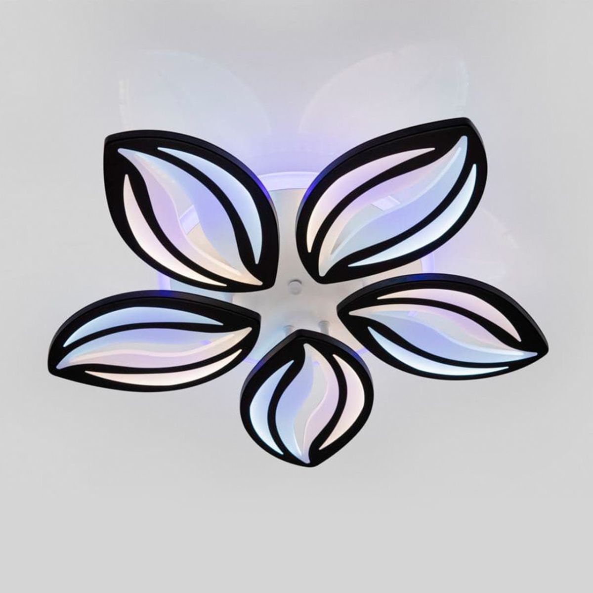 Світлодіодна LED люстрадо 20 м² чорна біла кавові зерна 120W (Floral RGB Black 1141/5 BK)