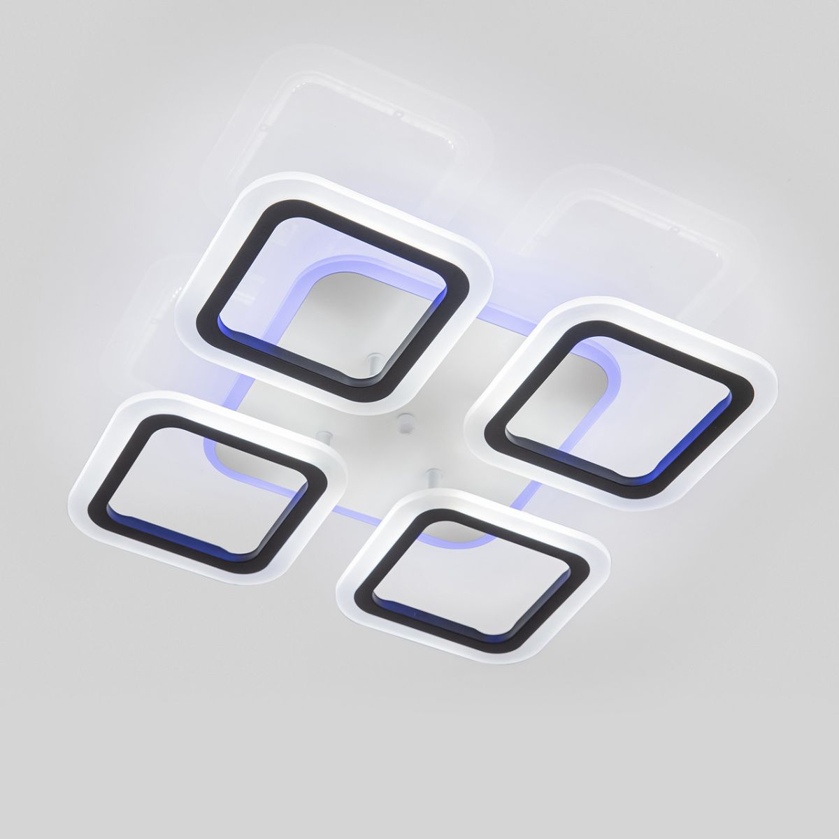 Led люстра до 15 м² с пультом управления квадратная черно-белая 1136/4 Bk