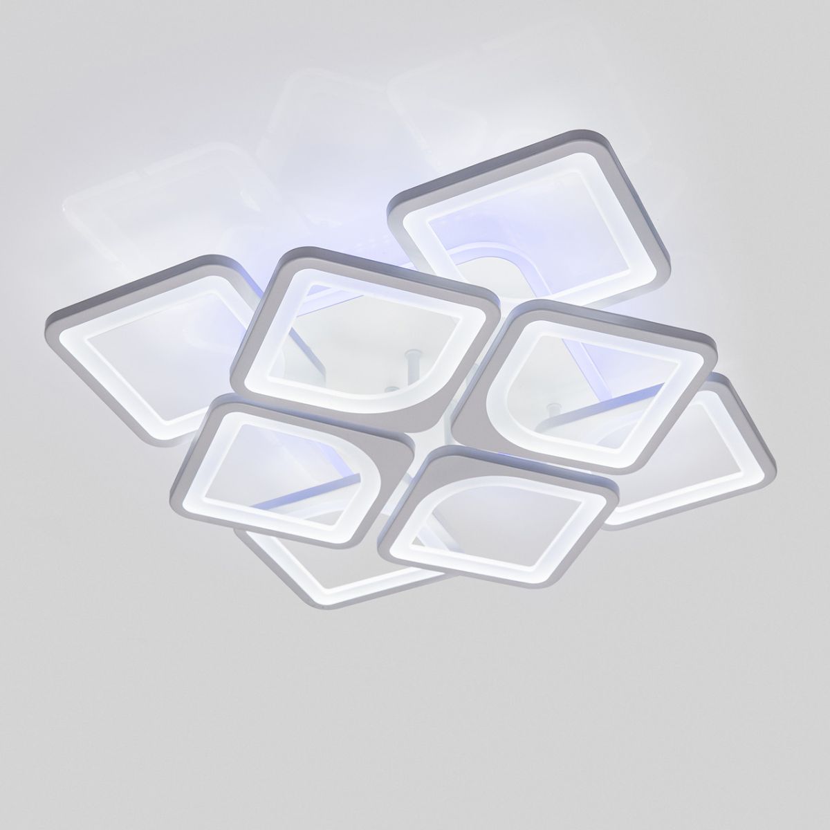 Біла світлодіодна Led люстра 130W з пультом димером та RGB-підсвіткою до 25м² (S8060/4+4WH LED 3color)