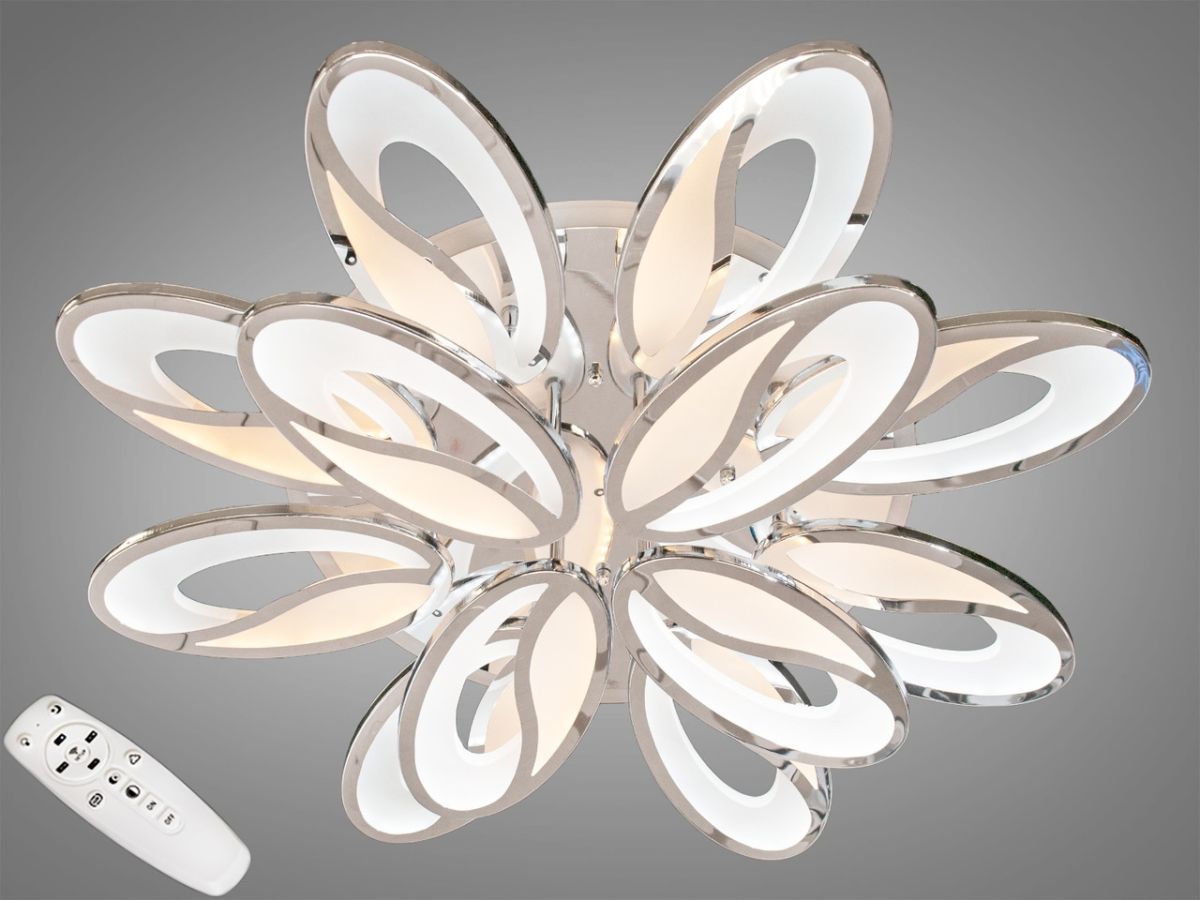 Світлодіодна LED люстра до 30 м² з пультом і підсвіткою 200Wt Coffee Beans Chrome 8090/8+4 HR LED 3color