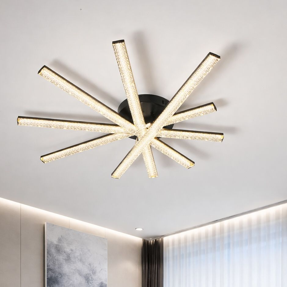 Стельова LED люстра до 20м² з пультом 120W Crystal Rays Black (SY-16088/5A2 BK)