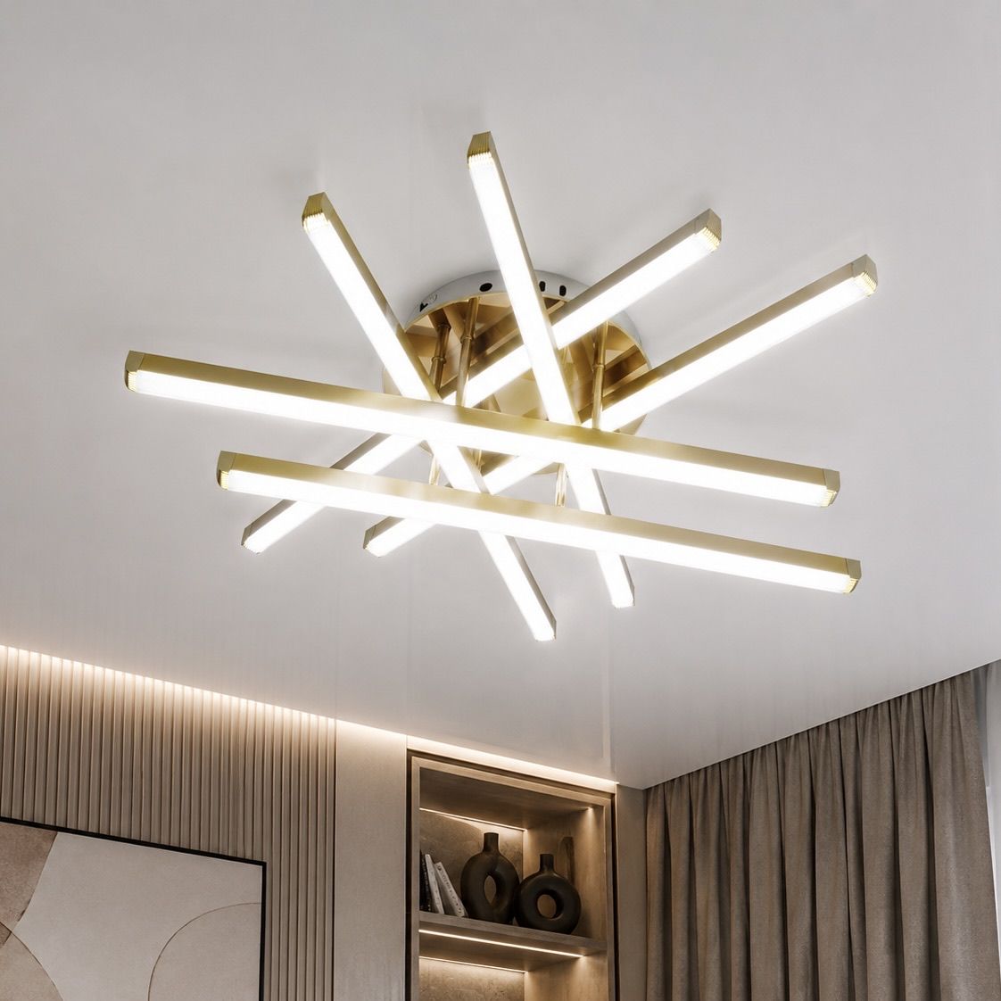 Золота сучасна Led  люстра до 18м² (Golden Ray W165/6GD)