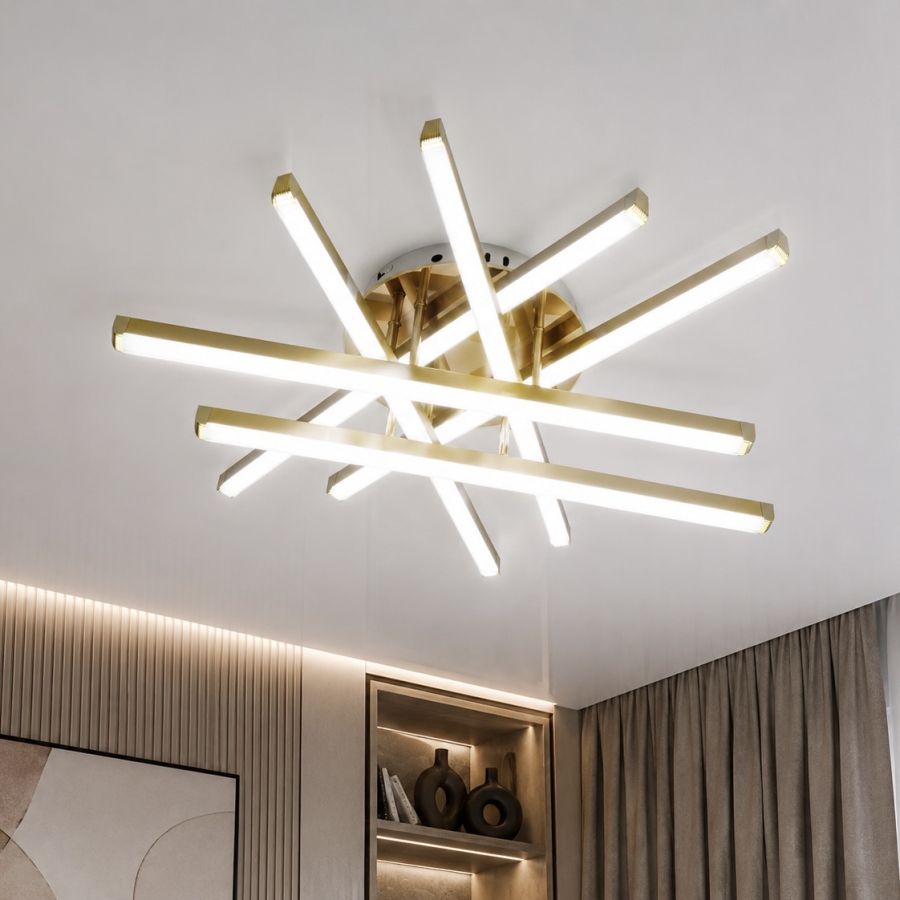 Золота сучасна Led  люстра до 18м² (Golden Ray W165/6GD)