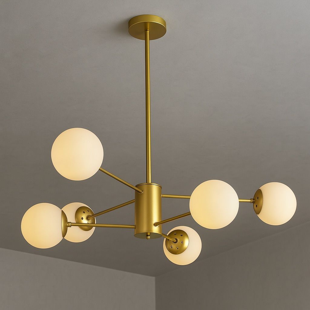 Класична люстра на 6 плафонів 95 см для вітальні (бронза+білий) 7526033-6 BRZ+WH