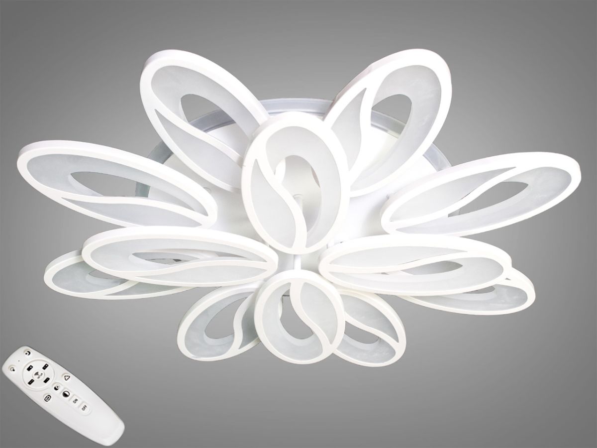 Світлодіодна Led люстра 25-30 м² для великої кімнати 190 Вт White Coffee Beans (8090/8+4WH 3color)