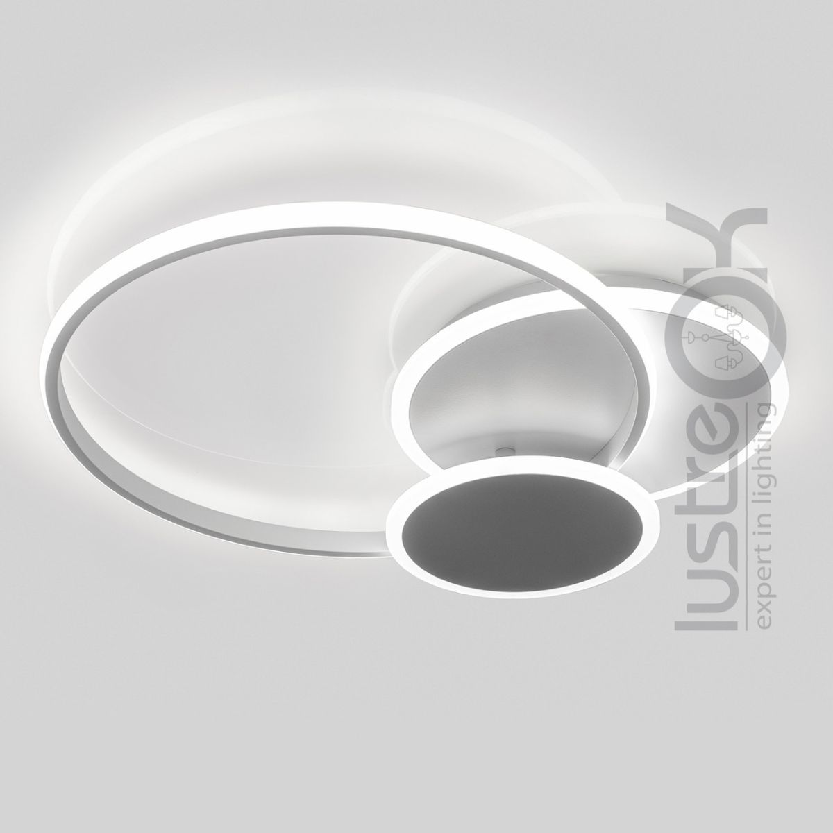 Світлодіодна кругла Led люстра до 20 м²  біло-сіра з пультом 80 Вт  (Violux Trio 220365)