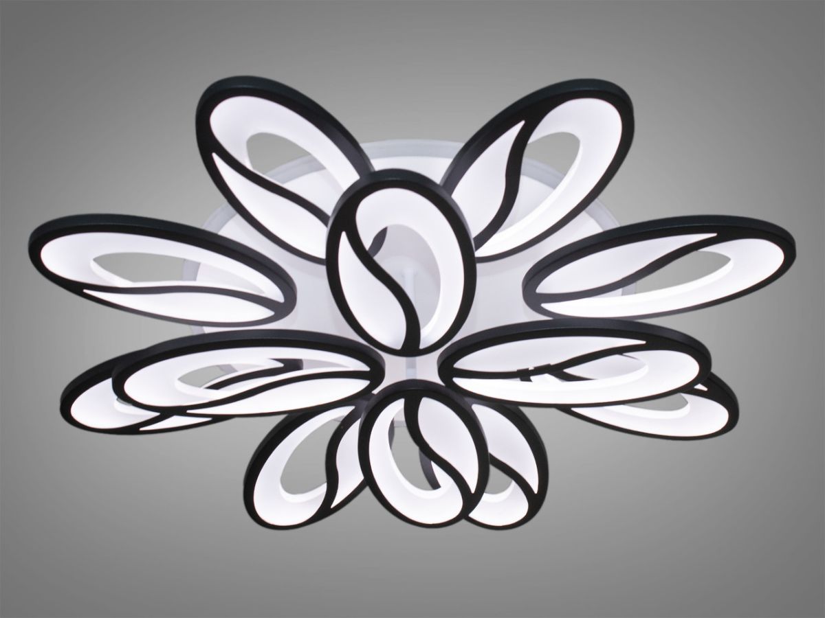 Led люстра 190 Вт для великої кімнати 25-30 м² з пультом Coffee Beans (8090/8+4BK 3color dimmer)