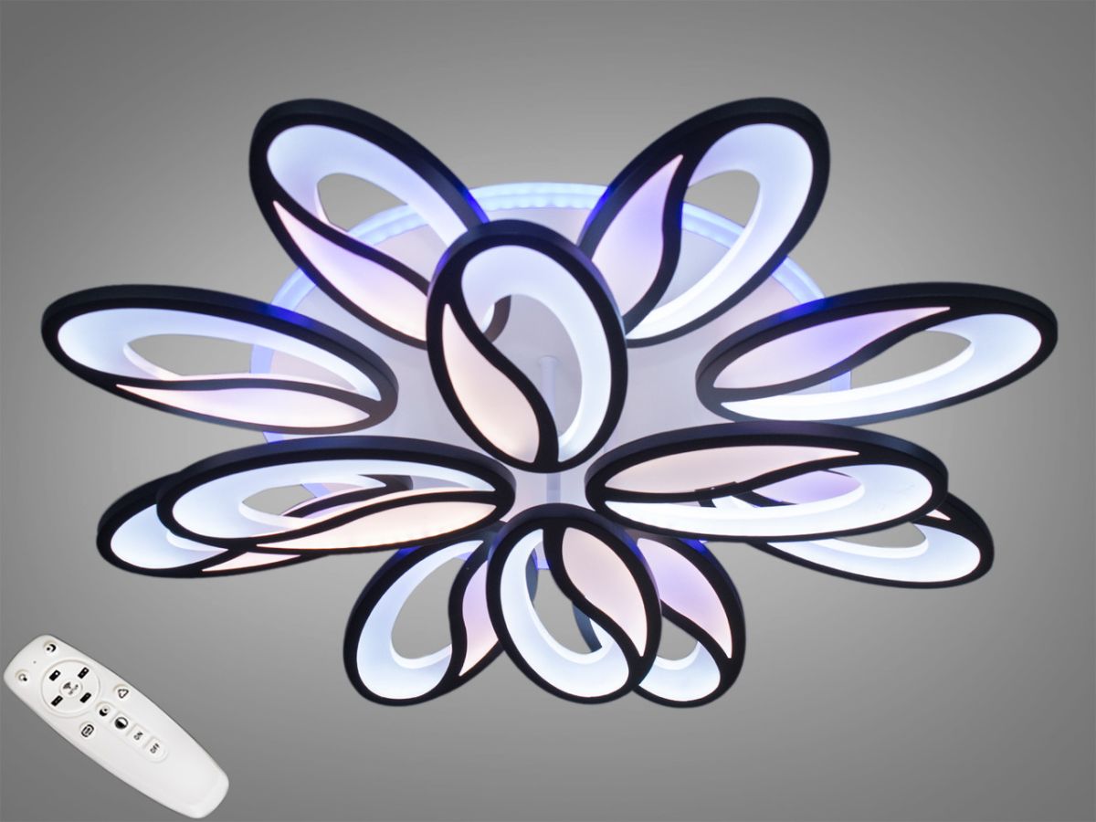 Led люстра 190 Вт для великої кімнати 25-30 м² з пультом Coffee Beans (8090/8+4BK 3color dimmer)