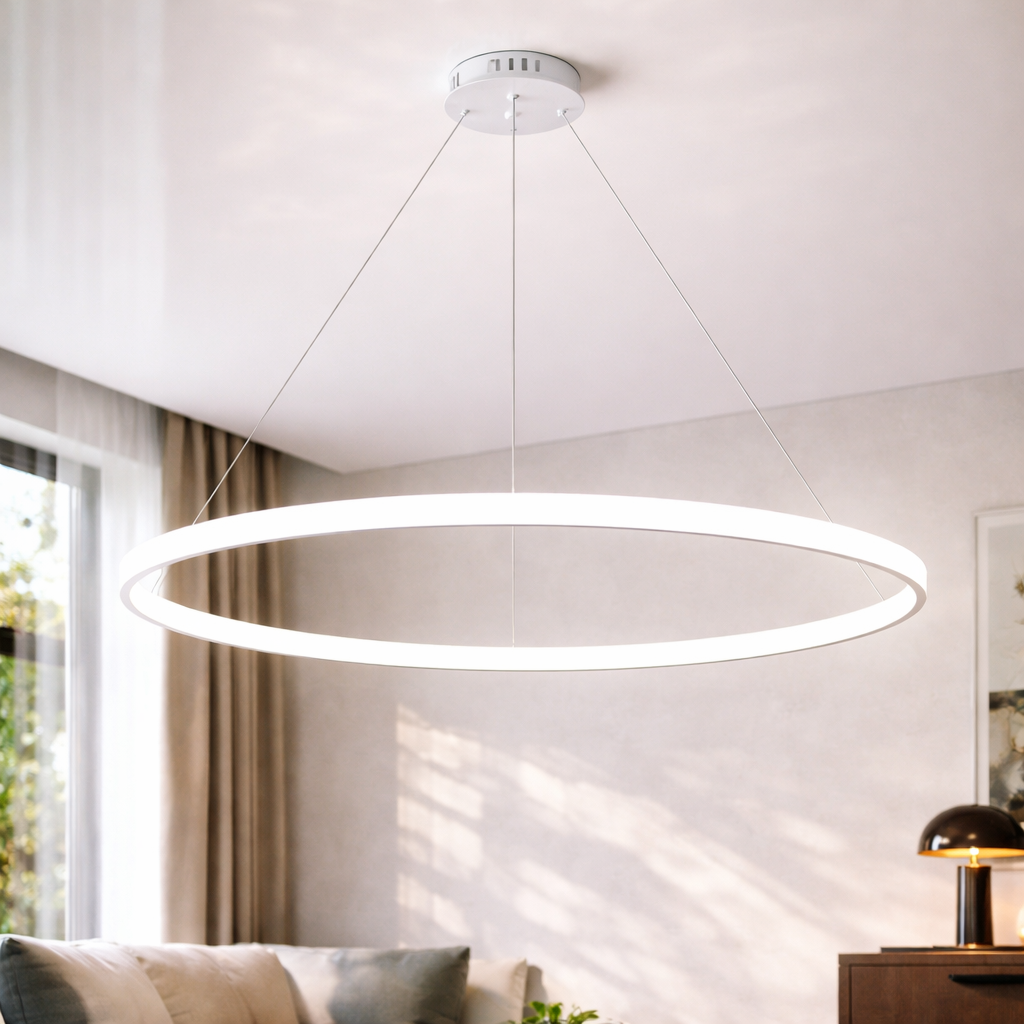 Світлодіодна Led люстра до 18м² біле кільце 100 см Minimalist Ring