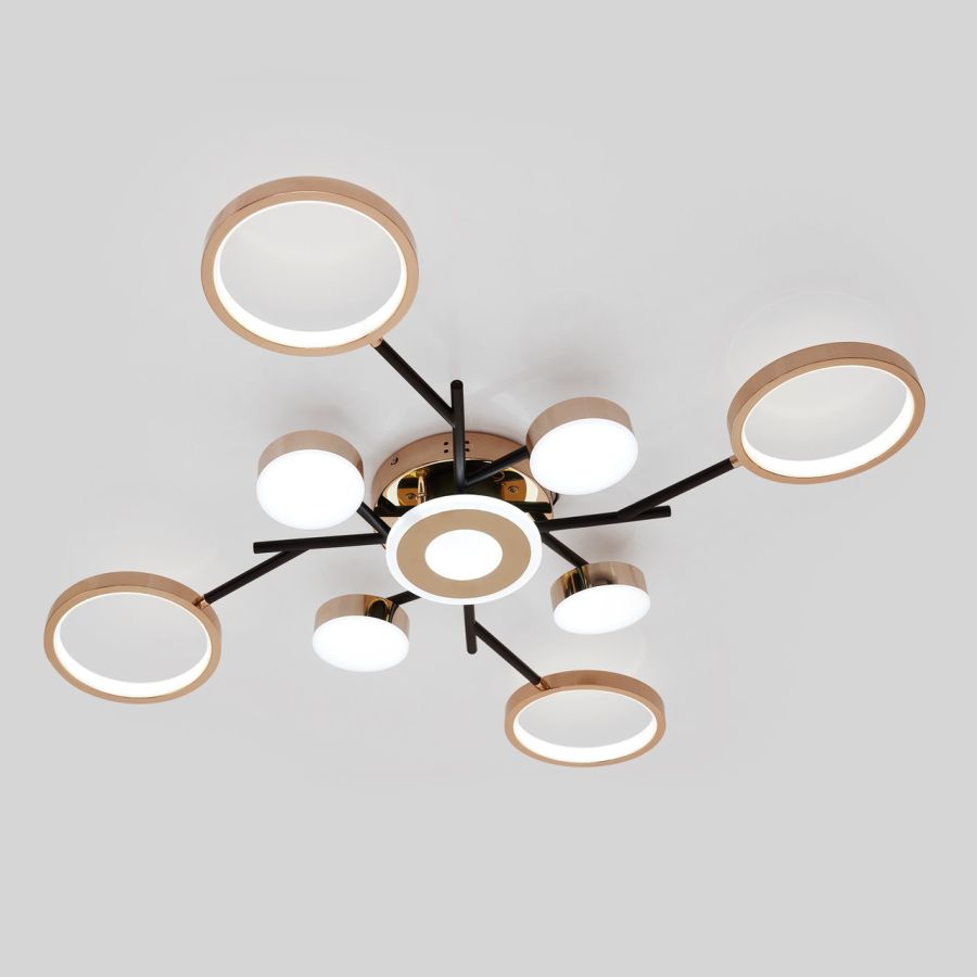 Дизайнерська LED люстра Elegance 170 wt із пультом до 25м² чорно-золотий корпус