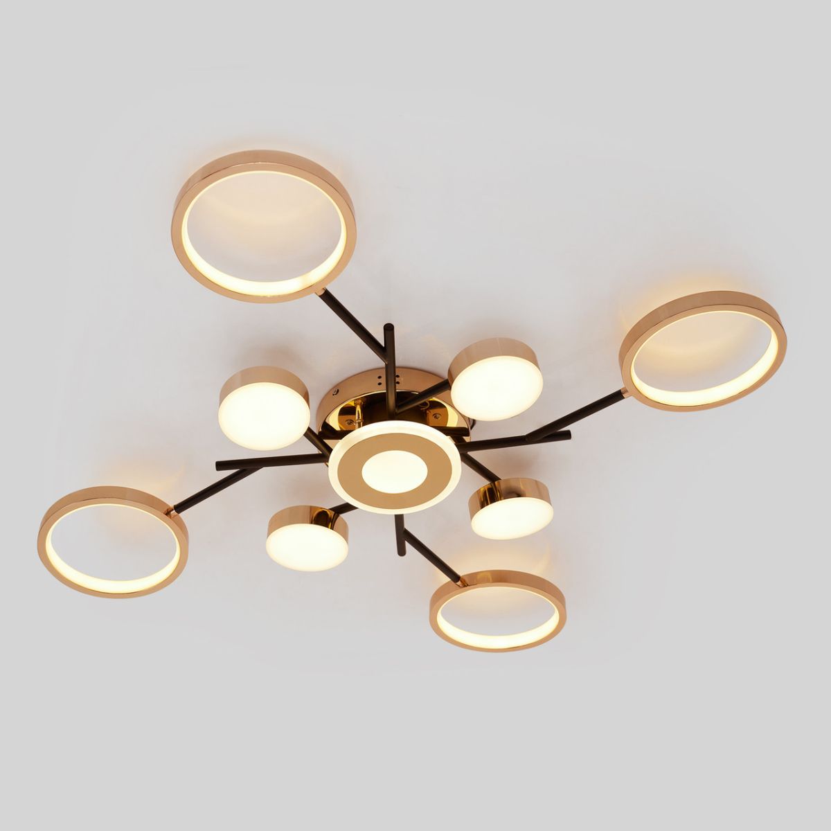 Дизайнерська LED люстра Elegance 170 wt із пультом до 25м² чорно-золотий корпус