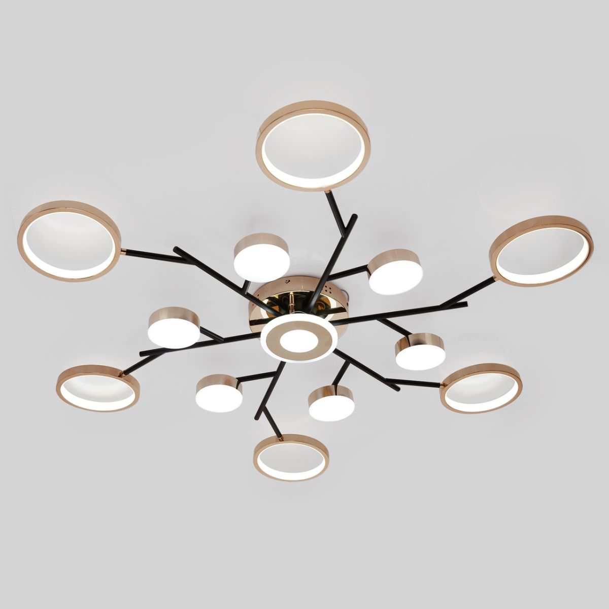 Стильна LED люстра Elegance 240W із пультом до 30 м² чорно-золотий