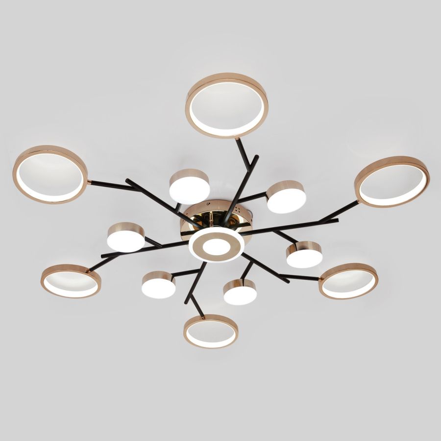 Стильна LED люстра Elegance 240W із пультом до 30 м² чорно-золотий