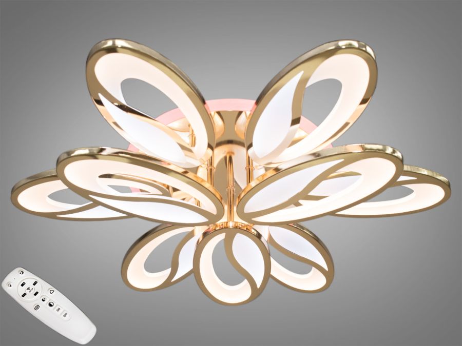 Світлодіодна LED люстра з пультом до 20 м² 150W 8090/6+3G LED 3color