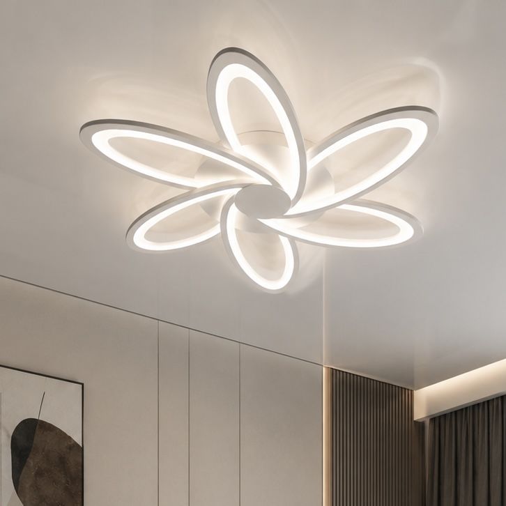 Світлодіодна Led люстра до 20м² у формі квітки Біла LORENA (DOUBLE 132W)