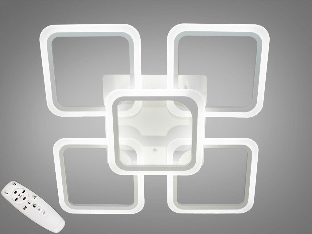 Квадратна Led люстра до 20 м² з пультом 90 Вт білий корпус (A8060/4+1WH)