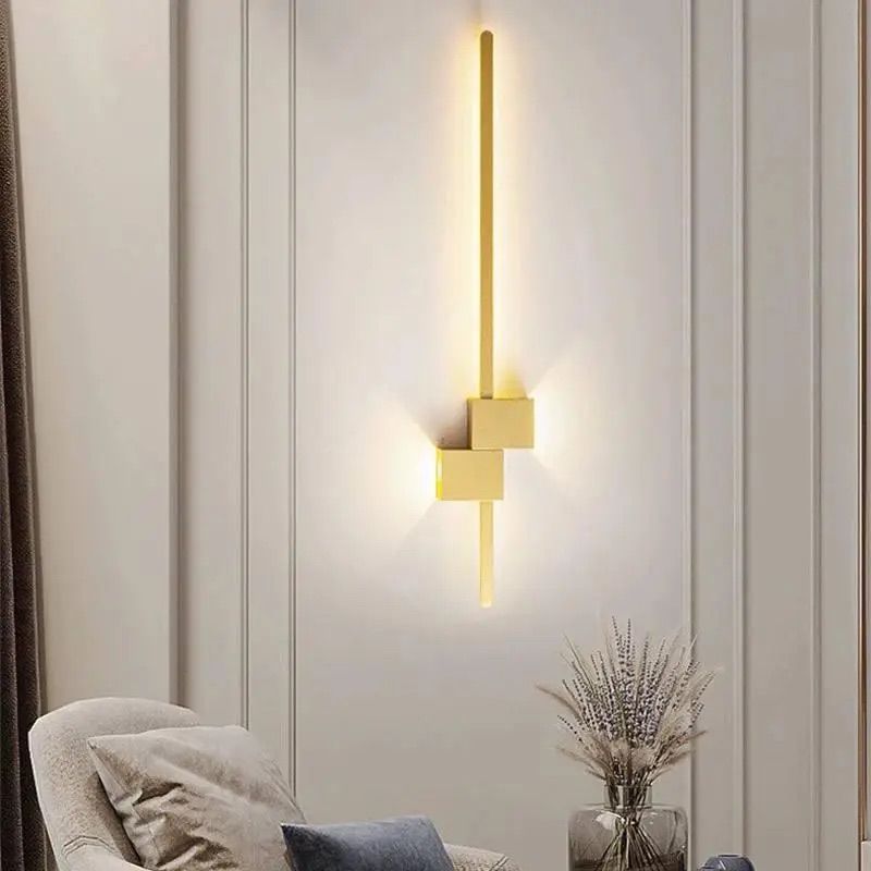 Сучасне настінне LED бра лінійне з квадратами 42 Вт 80 см золотий корпус (SY-16007/800 PLG)
