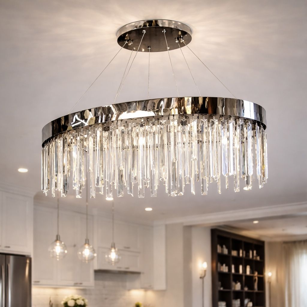Розкішна кришталева люстра на 10 ламп кольр оникс-срибло "Crystal Cascade Oval" (P809/800L CH)