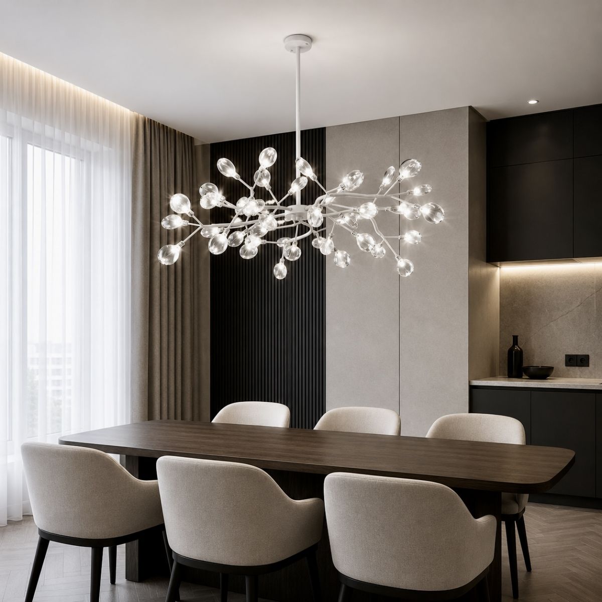 Сучасна люстра Світлячок білий корпус прозорий плафон (918LP447-45 WH+CL)