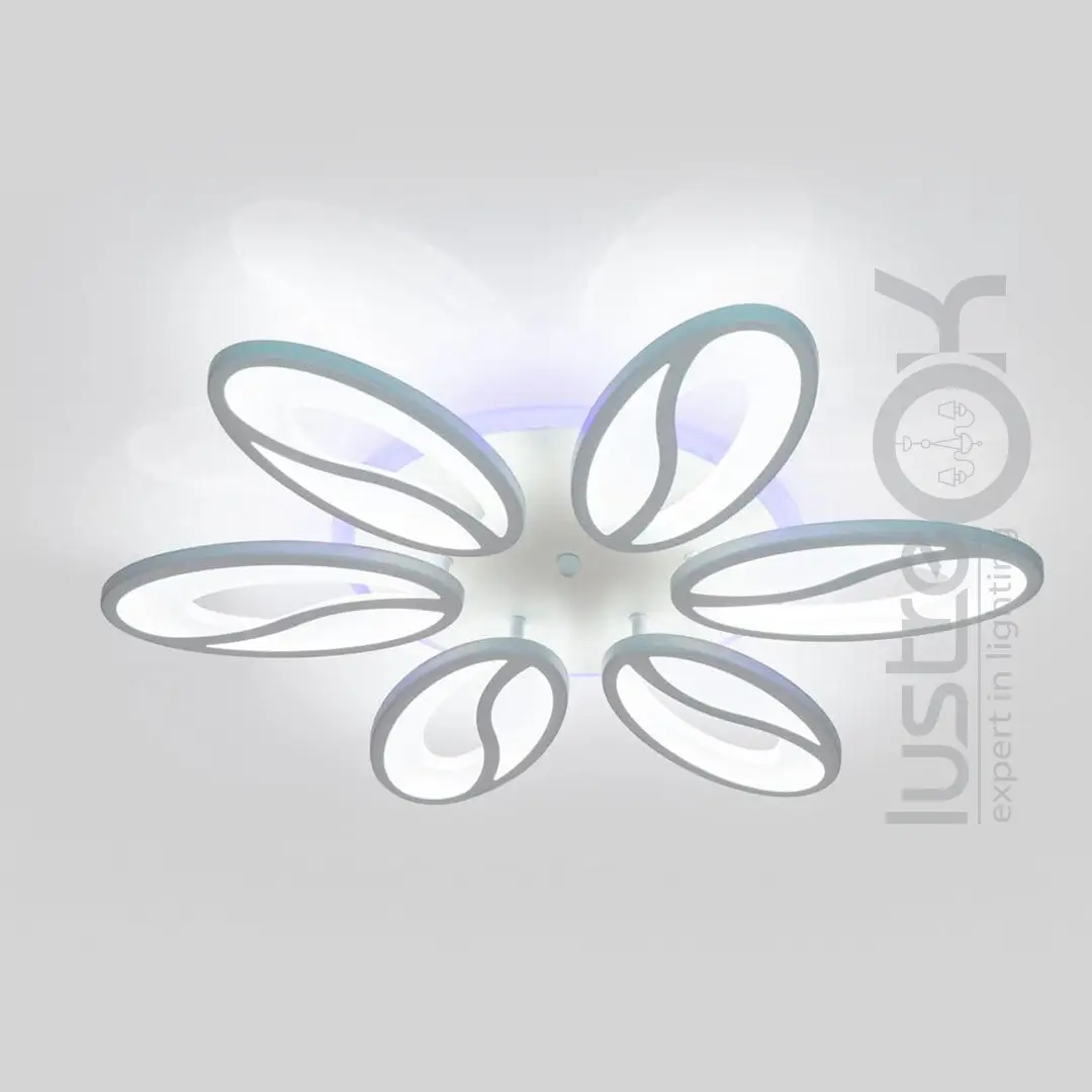 Led люстра на площу до 18 м² білого кольору з пультом потужність 105W White Petals (8090/6WH LED 3color)
