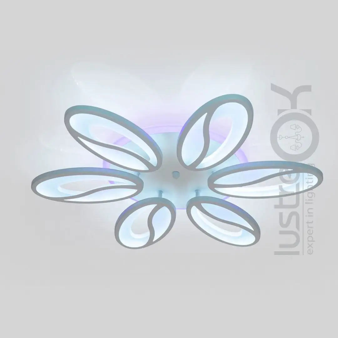 Led люстра на площу до 18 м² білого кольору з пультом потужність 105W White Petals (8090/6WH LED 3color)