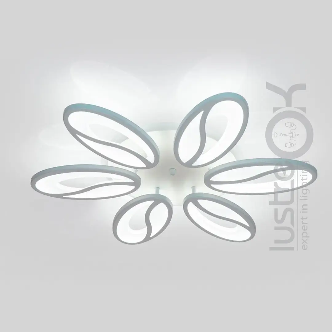 Led люстра на площу до 18 м² білого кольору з пультом потужність 105W White Petals (8090/6WH LED 3color)