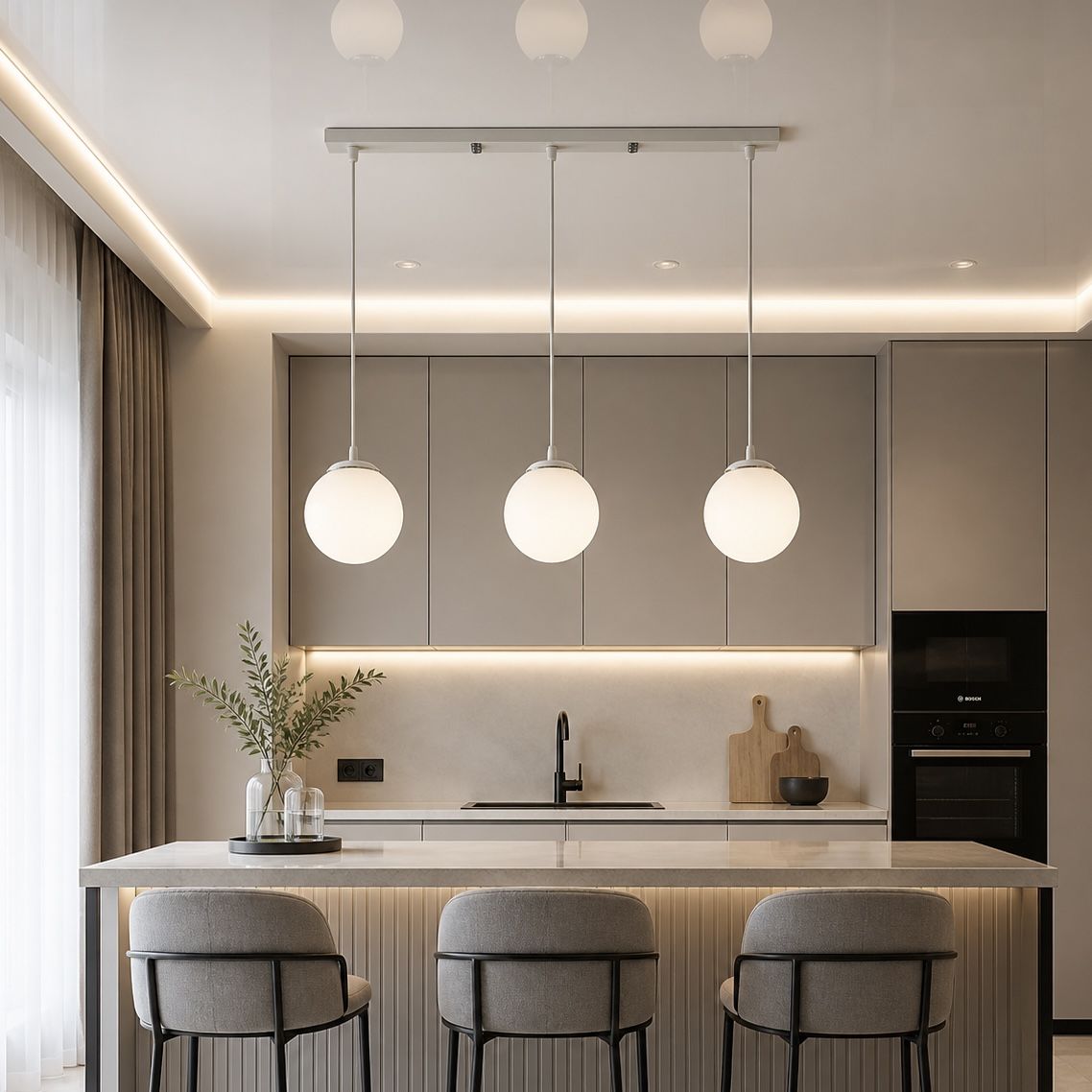 Люстра підвісна на 3 плафони, хром та біла перлина  Perla Vetro (756PR150F-3 CR+WH)