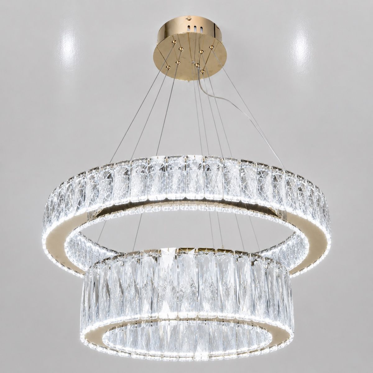 Кришталева LED-люстра 105W Золото з пультом дистанційного керування (575/600+420G)