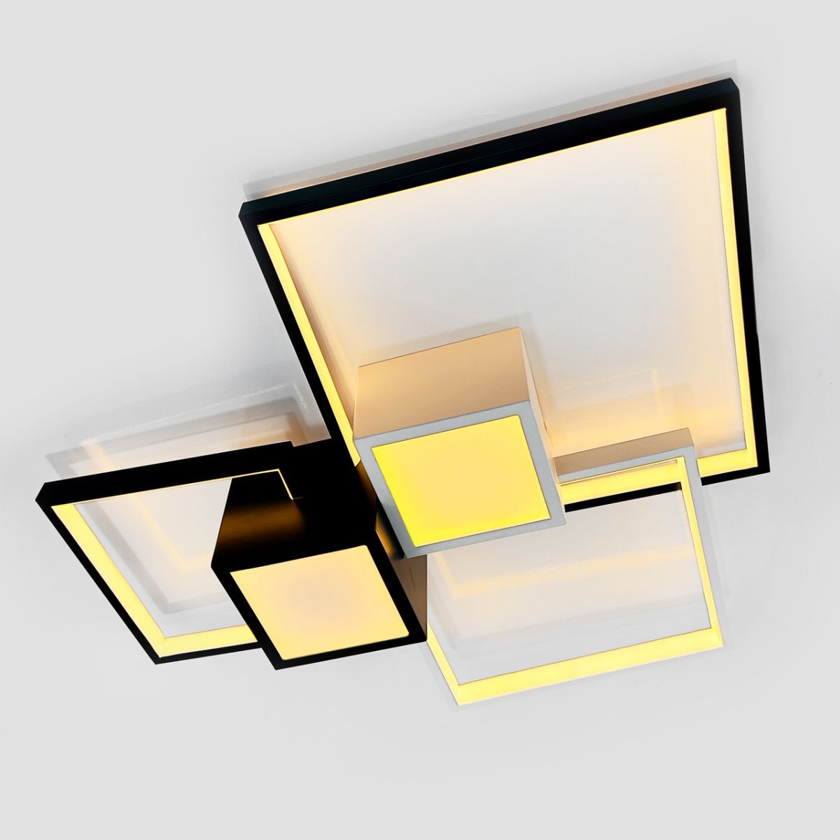 Современная квадратная люстра LED, черно-белый корпус, освещение 20-23 м² (1157/3)