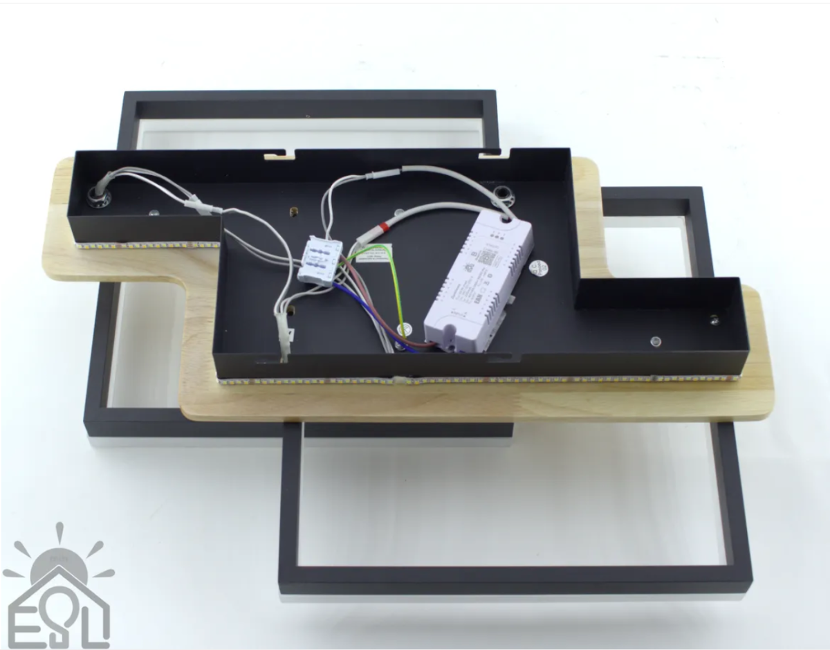 Led люстра до18 м² с пультом управления WOODY 85W-2S BLACK/WOOD