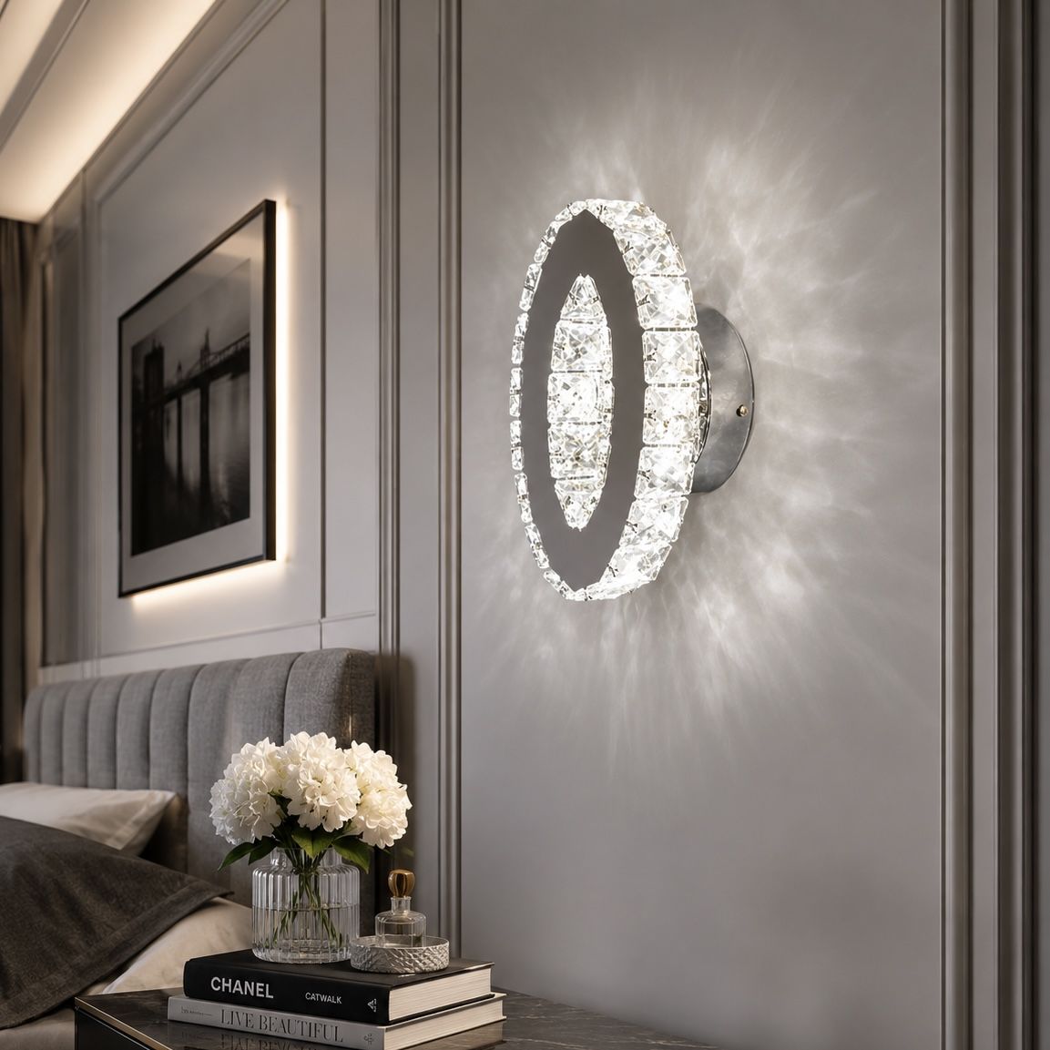 Кришталеве LED бра 6W "Crystal Oval Chrome" (9604HR)