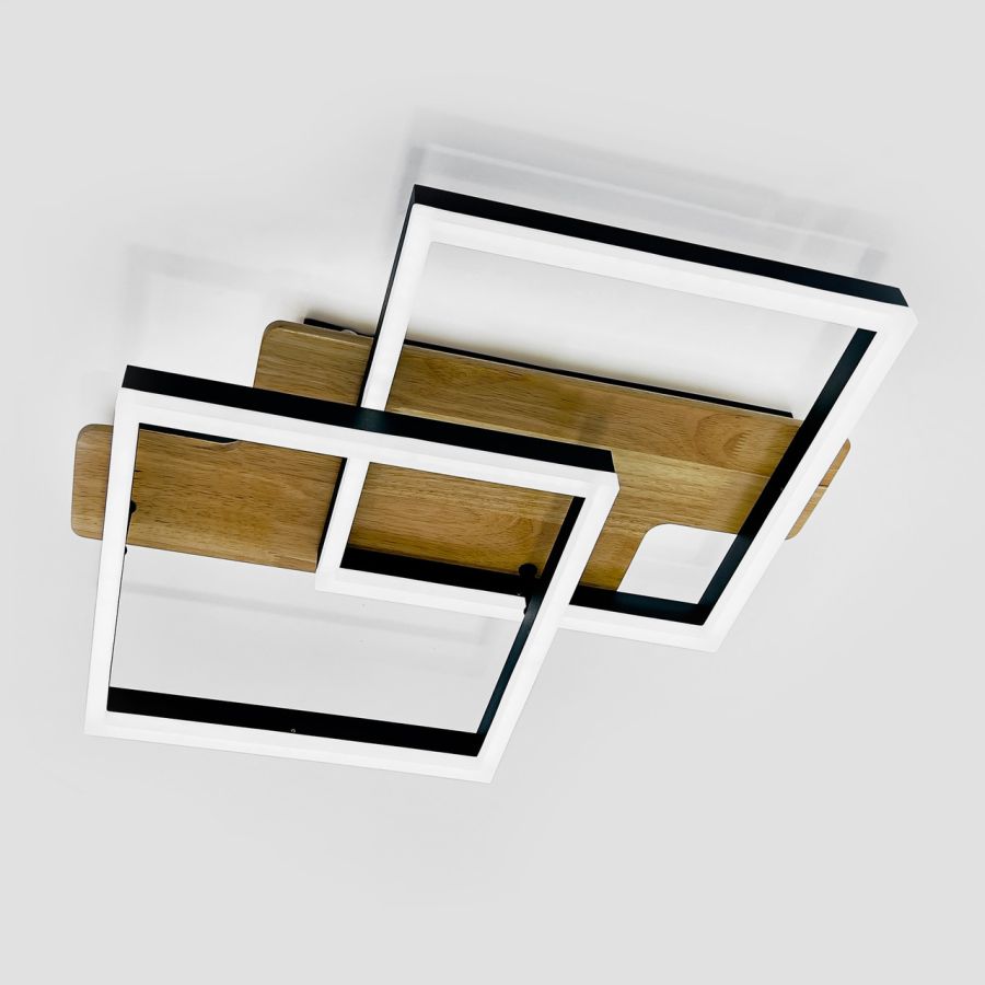Led люстра до18 м² с пультом управления WOODY 85W-2S BLACK/WOOD