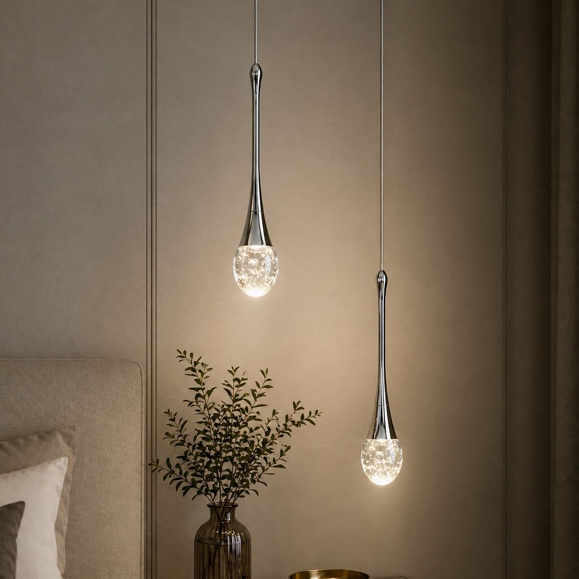 Підвісний Led світильник срібна крапля Crystal Drop Silver J2538-1HR